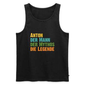 Anton der Mythos die Legende Vorname Anton - Männer Premium Bio Tank Top - Schwarz - Vorne - Michal (187cm)