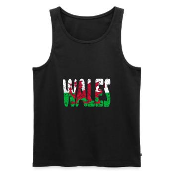 Wales Welsh Flag United Kingdom UK Dragon - Men's Premium Organic Tank Top - black - Front - Michal (187cm)
