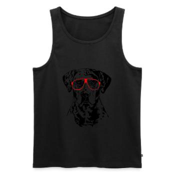 LOUISIANA CATAHOULA LEOPARD DOG Lunettes Wilsigns - Débardeur bio Premium Homme - noir - Devant - Michal (187cm)