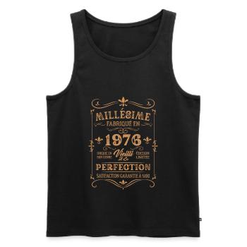 Cadeau D'anniversaire Millésime Fabriqué En 1976 - Débardeur bio Premium Homme - noir - Devant - Michal (187cm)