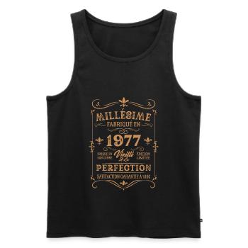 Cadeau D'anniversaire Millésime Fabriqué En 1977 - Débardeur bio Premium Homme - noir - Devant - Michal (187cm)