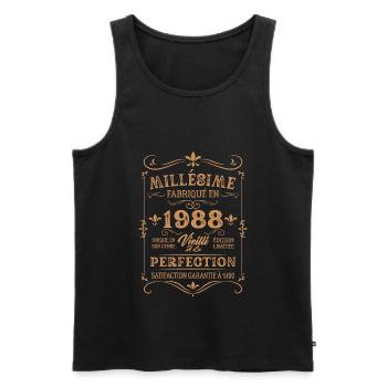 Cadeau D'anniversaire Millésime Fabriqué En 1988 - Débardeur bio Premium Homme - noir - Devant - Michal (187cm)