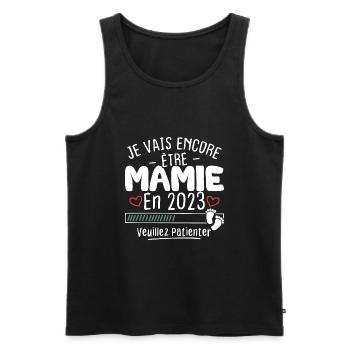 Mamie en 2023 / Cadeau future mamie 2023 - Débardeur bio Premium Homme - noir - Devant - Michal (187cm)
