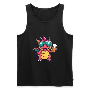 Drache Apres Ski Bier - Männer Premium Bio Tank Top - Schwarz - Vorne - Michal (187cm)