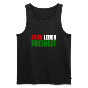 Frau leben freiheit - Männer Premium Bio Tank Top - Schwarz - Vorne - AI Model Male 178 light (178cm)
