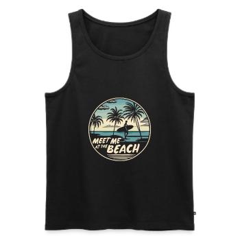 Meet Me At The Beach Surfer Girl Spruch Zitat - Männer Premium Bio Tank Top - Schwarz - Vorne - AI Model Male 178 light (178cm)
