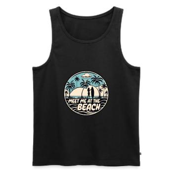 Meet Me At The Beach Surfer Spruch Zitat - Männer Premium Bio Tank Top - Schwarz - Vorne - AI Model Male 178 light (178cm)