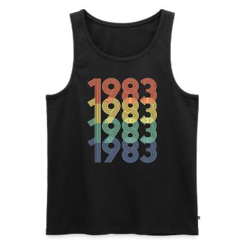 Cool Retro 1983, 40 ans, cadeau de 40e anniversaire - Débardeur bio Premium Homme - noir - Devant - Michal (187cm)