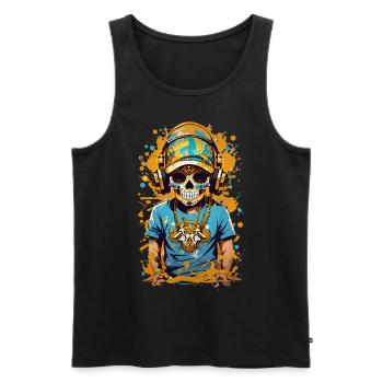 Golden Sugar Skull - Men's Premium Organic Tank Top - black - Front - AI Model Male 178 light (178cm)