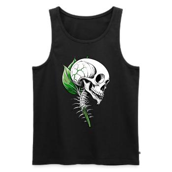 Calla Skull // Crâne Callas // Fleur FS0148 - Débardeur bio Premium Homme - noir - Devant - AI Model Male 178 light (178cm)