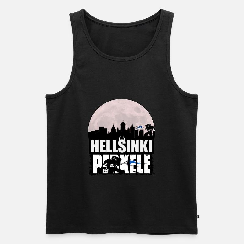 Helsinki Skyline bei Nacht - Männer Premium Bio Tank Top - Schwarz