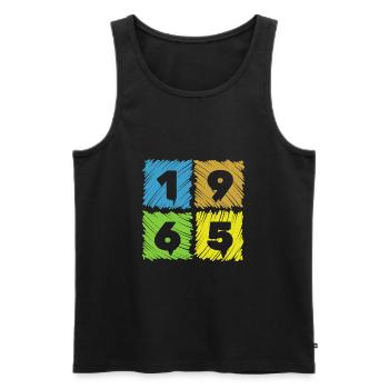60. Geburtstag Andys Patches 1965 - Männer Premium Bio Tank Top - Schwarz - Vorne - Michal (187cm)