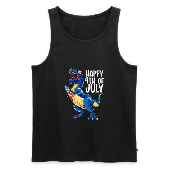 Dinosaur Independence Day USA July - Men's Premium Organic Tank Top - black - Front - Michal (187cm)