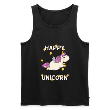 Happy fliegendes Einhorn mit Sternen - Männer Premium Bio Tank Top - Schwarz - Vorne - Michal (187cm)