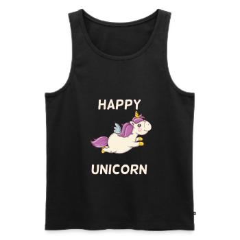 Happy fliegendes Einhorn - Männer Premium Bio Tank Top - Schwarz - Vorne - Michal (187cm)