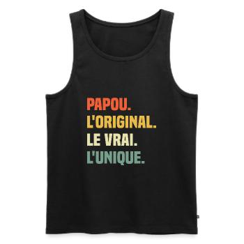 Papou L'original Le Vrai L'unique Cadeau Vintage - Débardeur bio Premium Homme - noir - Devant - Michal (187cm)