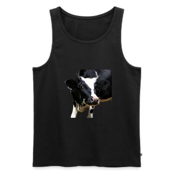 funny cow cow head gift farmers farmers - Men's Premium Organic Tank Top - black - Front - AI Model Male 178 light (178cm)