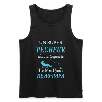 Super Beau-Papa Pêcheur Cadeau Fete Des Peres - Débardeur bio Premium Homme - noir - Devant - Michal (187cm)