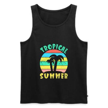 Tropical Summer - Tropical Summer Holiday Palm - Men's Premium Organic Tank Top - black - Front - AI Model Male 178 light (178cm)