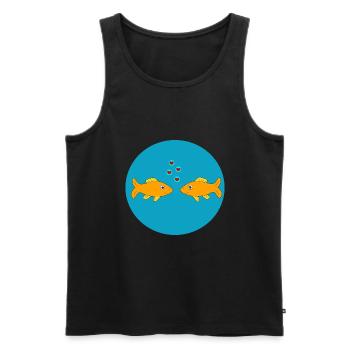 Fish, Fish, Fishing, Angler, Couple, Couple, Heart - Men's Premium Organic Tank Top - black - Front - AI Model Male 178 light (178cm)
