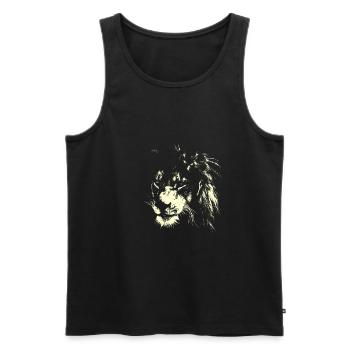 Léo AFRIQUE CAT SAVANNE - Débardeur bio Premium Homme - noir - Devant - Michal (187cm)