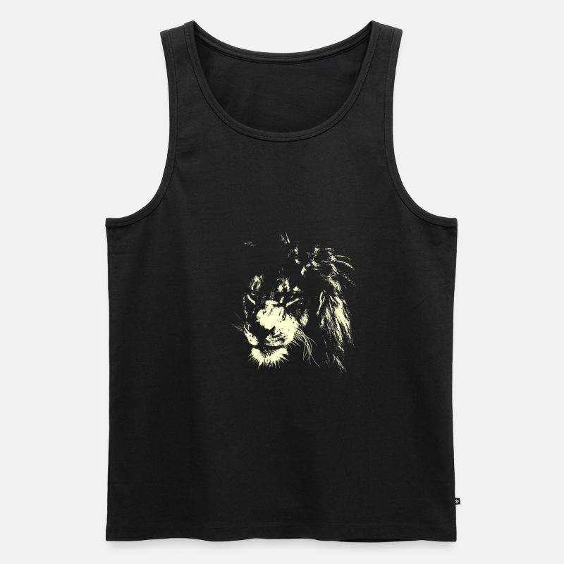 Löwe AFRIKA KATZE SAVANNE - Männer Premium Bio Tank Top - Schwarz