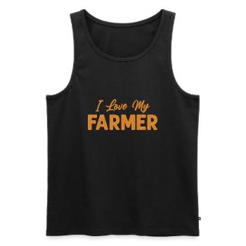 J’aime mon agriculteur Drôle d’agriculture - Débardeur bio Premium Homme - noir - Devant - Michal (187cm)