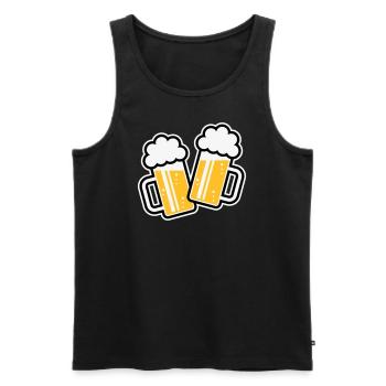 2 chopes de bière toast, à votre santé ! (Chopes à bière 3C) - Débardeur bio Premium Homme - noir - Devant - AI Model Male 178 light (178cm)