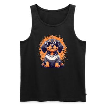 Dachshund puppy funny dog dogs - Men's Premium Organic Tank Top - black - Front - Michal (187cm)