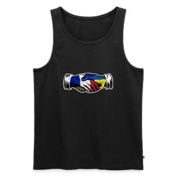 Je me tiens avec l’Ukraine France Français drapeau - Débardeur bio Premium Homme - noir - Devant - Michal (187cm)