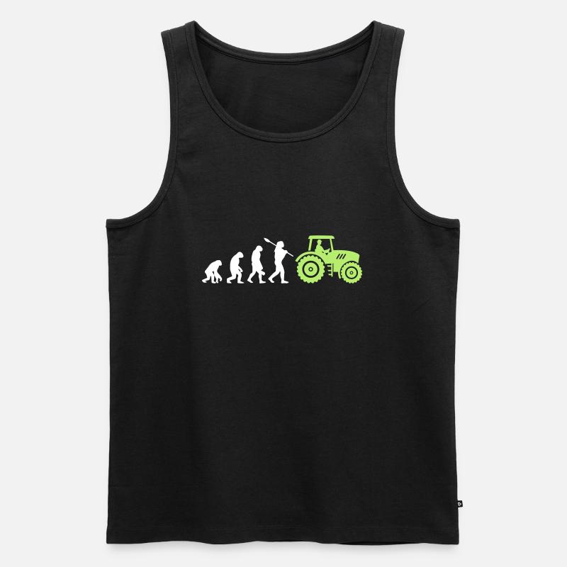 Evolution Farmer and Tractor - Männer Premium Bio Tank Top - Schwarz