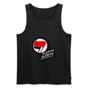 ANTIFASCHISTISCH ALERTA ALERTA ANTIFASCISTA - Männer Premium Bio Tank Top - Schwarz - Vorne - Michal (187cm)