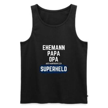 Hauptberuflicher Superheld Ehemann, Papa, Opa - Männer Premium Bio Tank Top - Schwarz - Vorne - Michal (187cm)