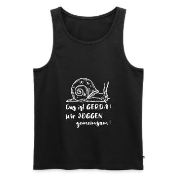 Das ist Gerda Wir joggen gemeinsam, Laufen, Rennen - Männer Premium Bio Tank Top - Schwarz - Vorne - Michal (187cm)
