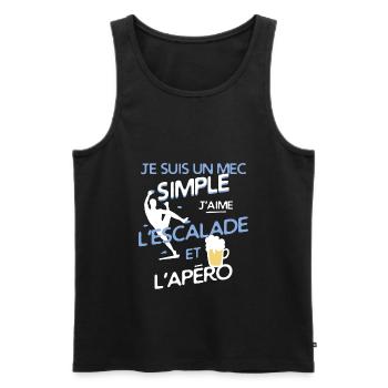Un mec simple: J'aime l'escalade et l'apéro - Débardeur bio Premium Homme - noir - Devant - Michal (187cm)