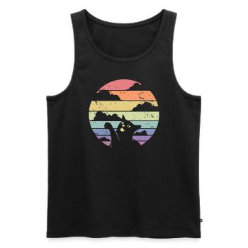 Niedliche Katze Retro Silhouette Katze Liebhaber & Besitzer Geschenk - Männer Premium Bio Tank Top - Schwarz - Vorne - Michal (187cm)