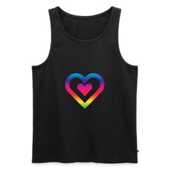 Rainbow Heart Homosexuality LGBT Love - Men's Premium Organic Tank Top - black - Front - Michal (187cm)