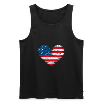 Amerikanisches Herz USA Amerika 4 Juli - Männer Premium Bio Tank Top - Schwarz - Vorne - AI Model Male 178 light (178cm)