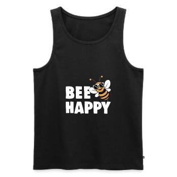 Drôle d’abeille avec le dicton Bee Happy - Débardeur bio Premium Homme - noir - Devant - AI Model Male 178 light (178cm)