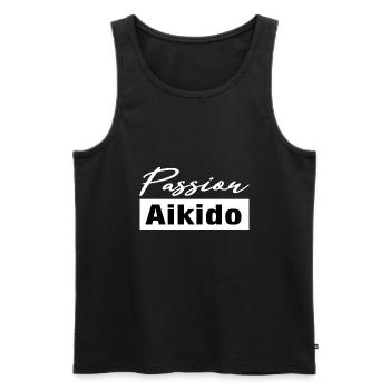 Passion aïkido - Débardeur bio Premium Homme - noir - Devant - AI Model Male 178 light (178cm)