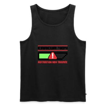 Erreur 404 motivation non trouvée - Débardeur bio Premium Homme - noir - Devant - AI Model Male 178 light (178cm)