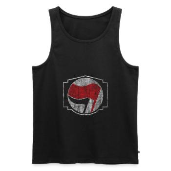 DRAPEAUX DE L'ACTION ANTIFASCHISTE ANTIFASCHISTE - Débardeur bio Premium Homme - noir - Devant - Michal (187cm)
