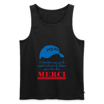 France Victimes du Devoir Policier Police Merci - Débardeur bio Premium Homme - noir - Devant - Michal (187cm)