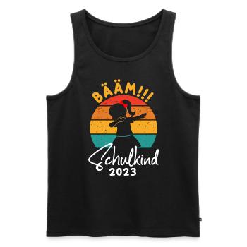 BÄÄM SCHULKIND 2023 - Männer Premium Bio Tank Top - Schwarz - Vorne - Michal (187cm)