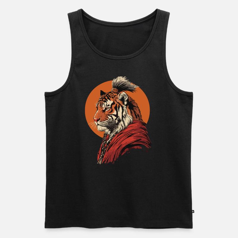 Tiger Mönch - Männer Premium Bio Tank Top - Schwarz