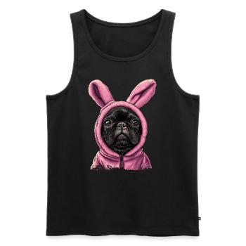 Bouledogue français en costume de lapin - Débardeur bio Premium Homme - noir - Devant - Michal (187cm)