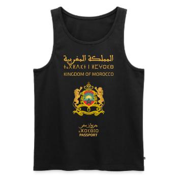 Moroccan passport - Men's Premium Organic Tank Top - black - Front - AI Model Male 178 light (178cm)