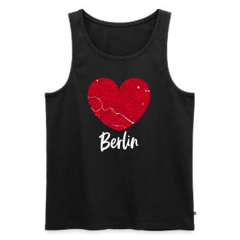 Berlin – City Stadtplan Map Karte (Herz) - Männer Premium Bio Tank Top - Schwarz - Vorne - Michal (187cm)