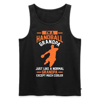 Handball Großvater Vatertag Geschenk - Männer Premium Bio Tank Top - Schwarz - Vorne - Michal (187cm)