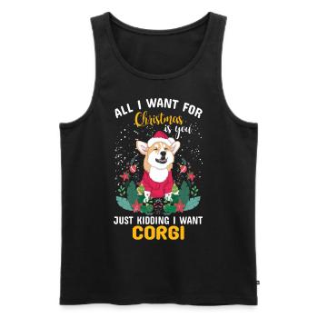 Corgi Christmas - Männer Premium Bio Tank Top - Schwarz - Vorne - Michal (187cm)